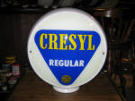 Cresyl Regular Knock Free gas globe, [Site Oil Company, Clayton, Missouri], on original wide glass body, scarce globe, excellent condition, $1,500. 