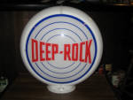 Deep-Rock bullseye pattern gas globe, [affiliate of Kerr-McGee Oil Industries, Oklahoma City, OK], from 1930s on ORIGINAL capco body, (back face plate is cracked, but repaired), scarce globe, as-is $450. 