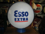 Esso Extra (with Red underline),1940s [Standard Oil Company of New Jersey] 16.5 inch metal body gas globe, all original, scarce version, $1,300. 