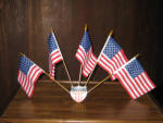 1940s vintage radiator cap flag holder, (flags themselves are from 1980s), $40 the set.