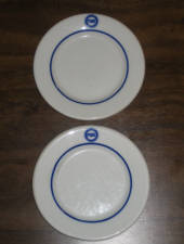Pure oil bread & butter plates, porcelain, 5 1/2 inches in diameter, manufactured by Jackson Vitrified China, Falls Creek, PA, $135 for the pair. 