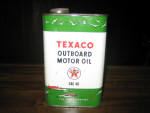 Texaco Outboard Motor Oil, 1 quart, c.1954, small ding on back at bottom seam, $69. 