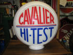 Cavalier Hi-Test gas globe, [Valero Energy Company, San Antonio, TX], 1940s, on original narrow milk glass body, $895. 