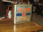 Atlantic Refining Company 1 gal oil tin, red and blue paint is clear, early 1920s vintage oil can, scarce. [SOLD] 