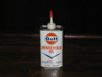 Gulf Electric Motor Oil, oval with lead top, half FULL, $71.