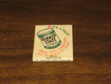 Quaker State matchbook. [SOLD]  