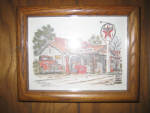 Texaco service station, framed in solid oak. [SOLD] 