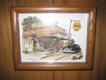 Shell service station, framed in solid oak. [SOLD] 