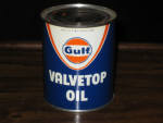 Gulf Valvetop Oil, 1 pint, empty, $48.