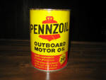 Pennzoil Outboard Motor Oil, 1 quart, small dent near the bottom right, $60.  