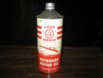 Cities Service Outboard Motor Oil, 1 quart cone top, c. 1955, $85.
