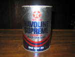 Texaco Havoline Supreme Motor Oil, composite, excellent cond., full, $26.