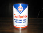 Gulfpride Marine HD Motor Oil, excellent cond., full, $65. 