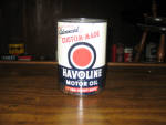Havoline Motor Oil Extra Heavy Duty qt. can, some slight edge rust mostly along bottom rim, $85.  
